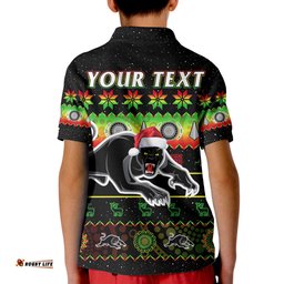 Custom Personalised Penrith Panthers Christmas Polo Shirt The Riff Aboriginal Art Merry Xmas Amazing Aussie