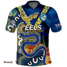 Eels Rugby ANZAC 2023 Polo Shirt Aboriginal Mix Poppy Lest We Forget Amazing Aussie