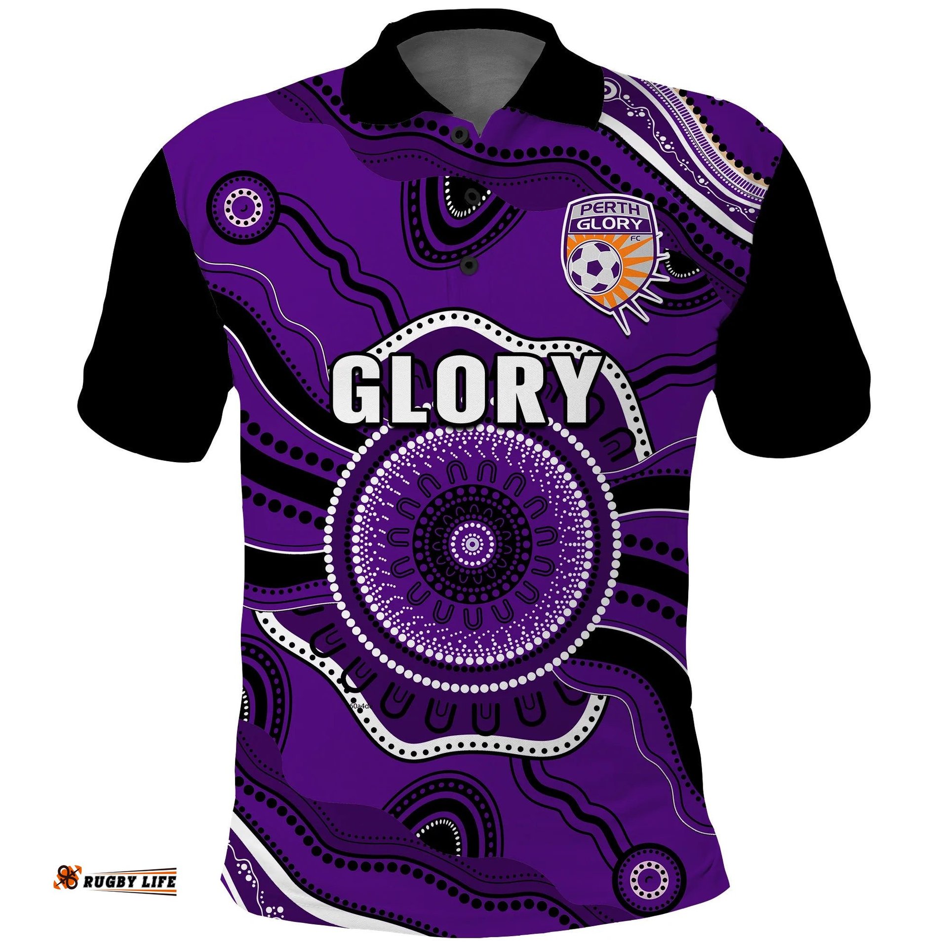 Perth Glory Football Polo Shirt Dot Painting Style Amazing Aussie