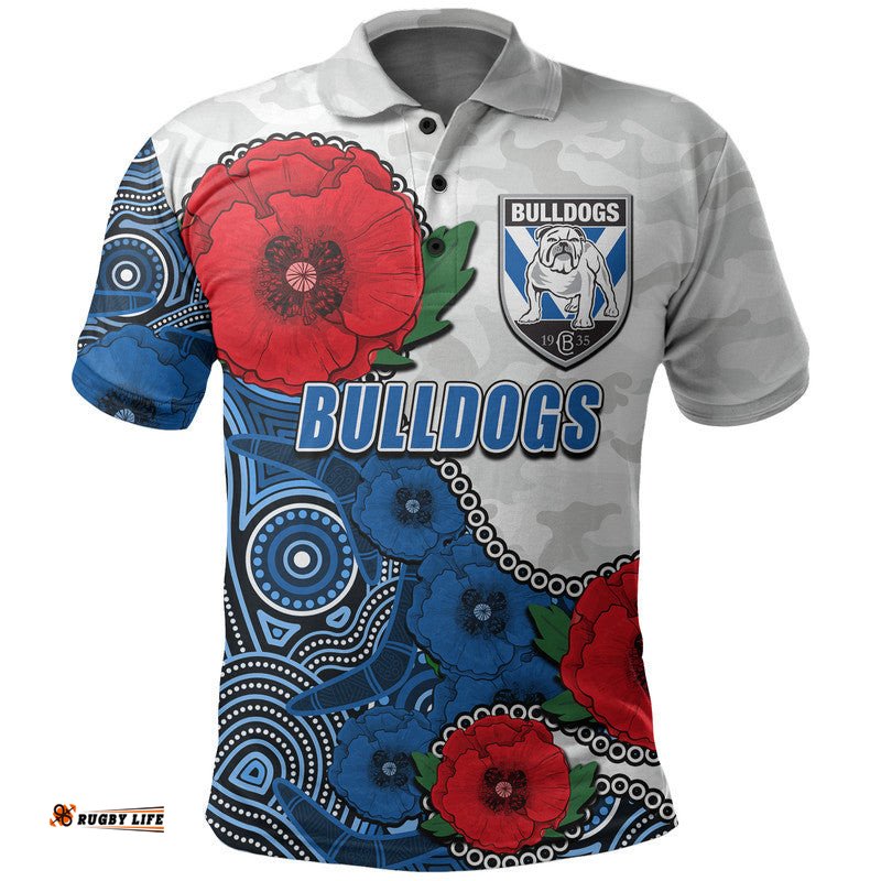 Custom Personalised Anzac Day NRL-Bulldogs Army Mix Aboriginal Polo Shirt Amazing Aussie