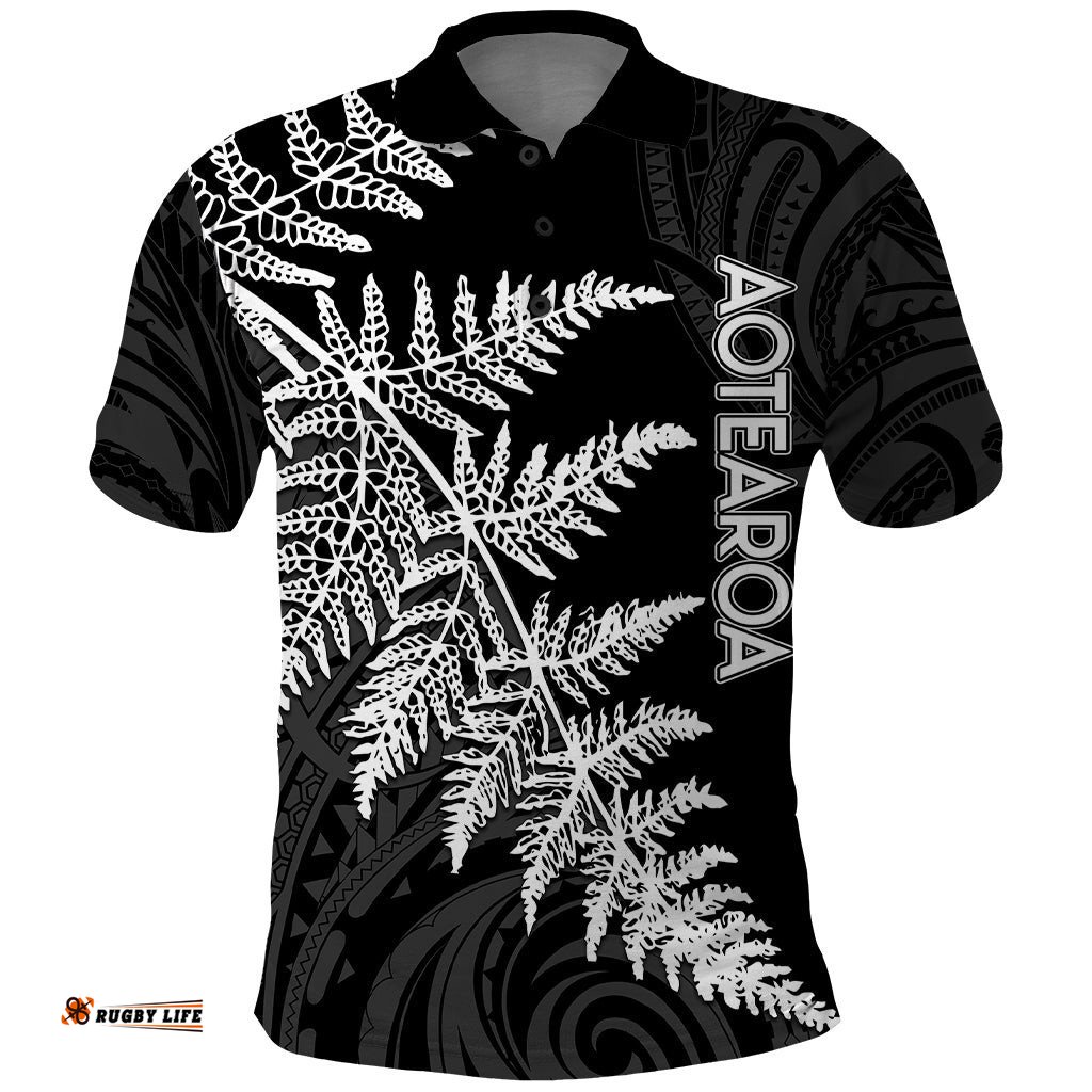 Personalised New Zealand Rugby Polo Shirt World Cup 2023 Silver Fern Champions