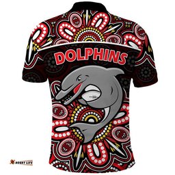 Dolphins Rugby Polo Shirt Aboriginal Dot Painting Amazing Aussie