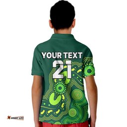 Custom Text And Number Australia Rugby Sevens Polo Shirt Aboriginal Amazing Aussie