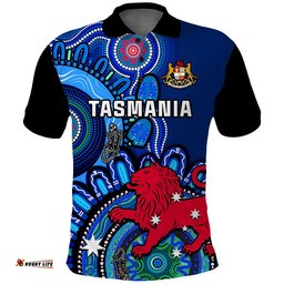 Custom Personalised Tasmania State Polo Shirt Australian Indigenous Art Amazing Aussie