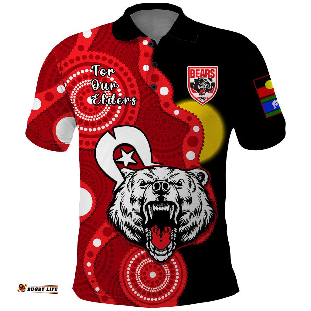 North Sydney Rugby NAIDOC Polo Shirt Bears Indigenous For Our Elders