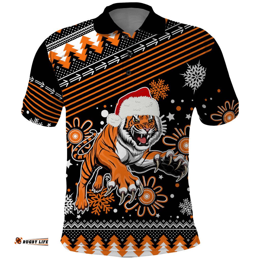 Custom Tigers Rugby Polo Shirt Chirstmas Vibe 2023