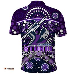 Storm Rugby Polo Shirt Melbourne Boomerang Indigenous Dots Amazing Aussie