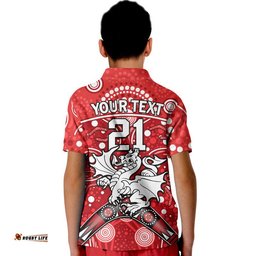 Custom Personalised Dragons Rugby Polo Shirt Boomerang Indigenous Dots Amazing Aussie