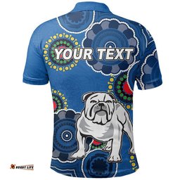 Custom Personalised Bulldogs Rugby Aboriginal Vibe Polo Shirt- Blue Amazing Aussie