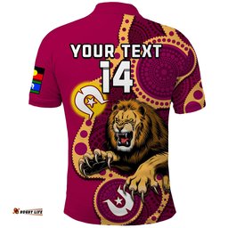 Custom Text And Number Brisbane Lions Football NAIDOC 2023 Polo Shirt For Our Elders Indigenous Art Amazing Aussie