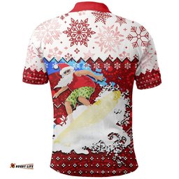 Aboriginal Christmas 2022 Santa Claus Surfing Polo Shirt Red Style  Amazing Aussie