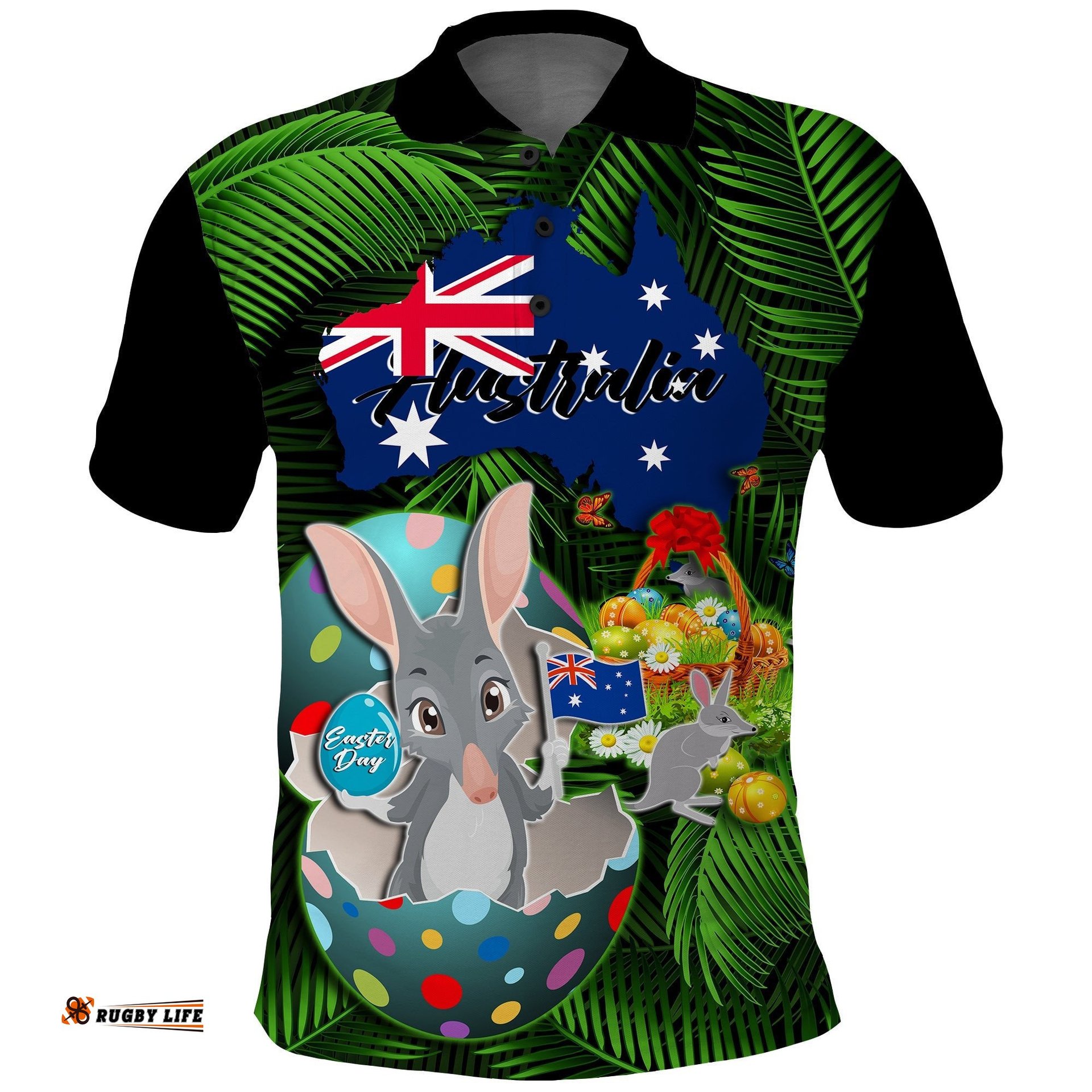 Custom Personalised Australia Easter Day Polo Shirt Bilby With Eggs Tropical Style Amazing Aussie