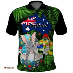 Custom Personalised Australia Easter Day Polo Shirt Bilby With Eggs Tropical Style Amazing Aussie