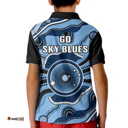 Sydney Football Polo Shirt Aboriginal Go Sky Blues Art Amazing Aussie