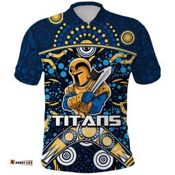 Titans Rugby Polo Shirt Boomerang Indigenous Dots Amazing Aussie