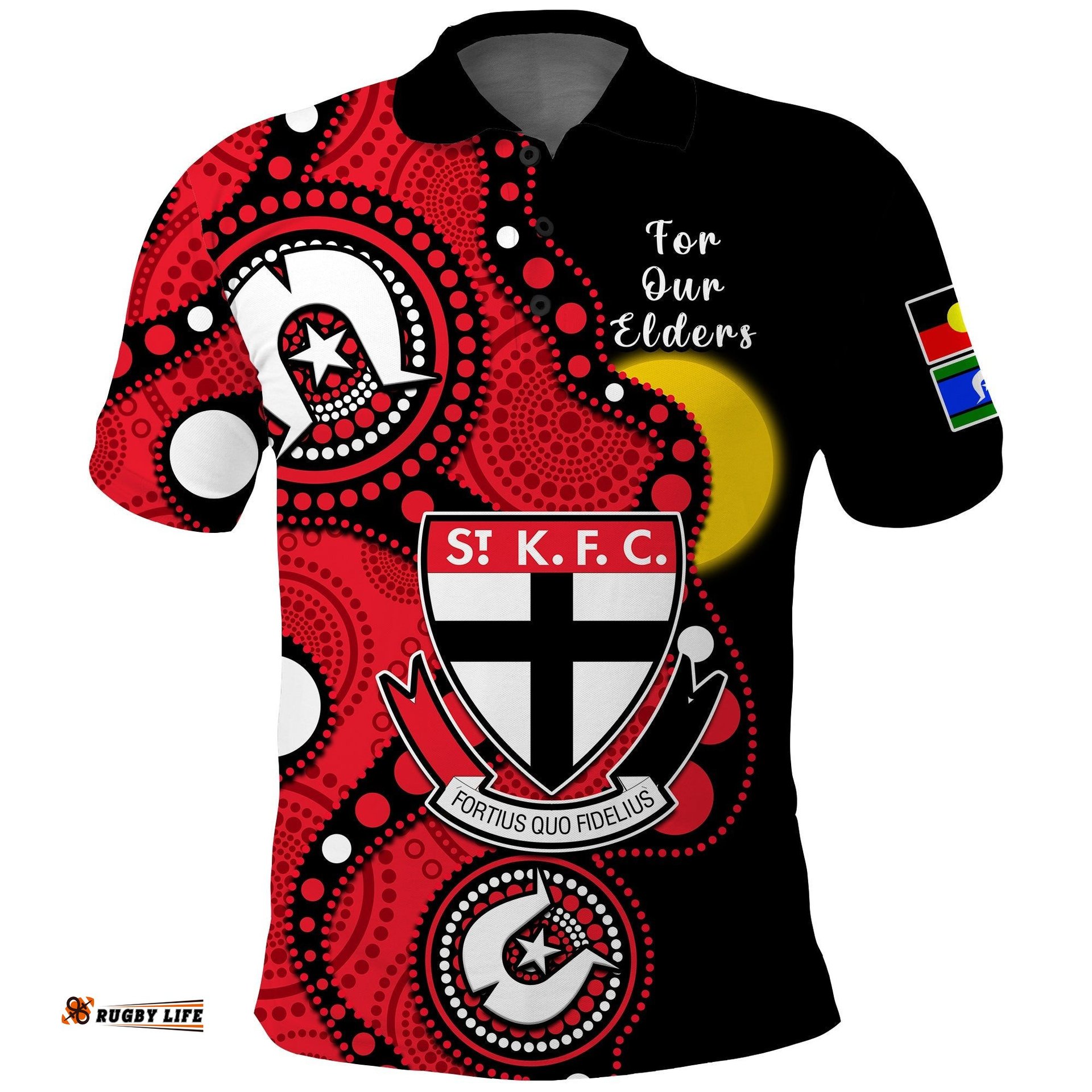 St Kilda Football NAIDOC 2023 Polo Shirt Saints Indigenous For Our Elders Amazing Aussie