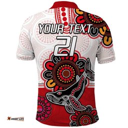 Custom Personalised Dolphins Rugby Polo Shirt Indigenous Circles and Waves White Amazing Aussie
