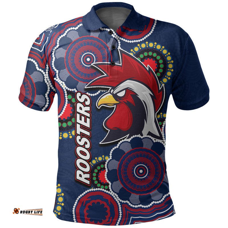 Custom Personalised Rooster Rugby Aboriginal Vibe Polo Shirt Amazing Aussie