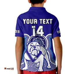 Custom Text And Number Bulldogs Rugby Polo Shirt Canterbury Bankstown 1935 Indigenous Artsy Amazing Aussie