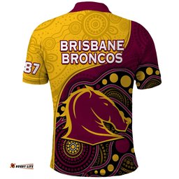 Broncos Rugby Polo Shirt Brisbane 1987 Indigenous Art Amazing Aussie