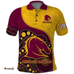 Broncos Rugby Polo Shirt Brisbane 1987 Indigenous Art Amazing Aussie