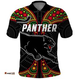 Panthers Liquorice Allsorts Rugby Aboriginal Polo Shirt Amazing Aussie