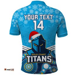 Custom Titans Rugby Christmas Polo Shirt Merry Xmas 2023 Mix Aboriginal Art
