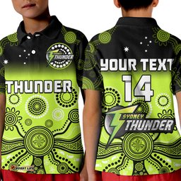 Custom Text And Number Thunder Polo Shirt Sydney Gradient Aboriginal Art Amazing Aussie