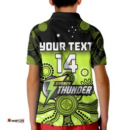 Custom Text And Number Thunder Polo Shirt Sydney Gradient Aboriginal Art Amazing Aussie