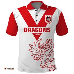 Custom Text And Number Dragons Rugby Polo Shirt Simple St George Illawarra