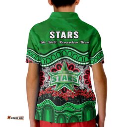 Stars Cricket ANZAC Polo Shirt Melbourne Poppy Aboriginal Camouflage Amazing Aussie