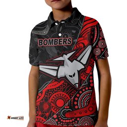 Custom Text and Number Bombers Football Polo Shirt Essendon Aboriginal Amazing Aussie
