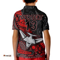 Custom Text and Number Bombers Football Polo Shirt Essendon Aboriginal Amazing Aussie