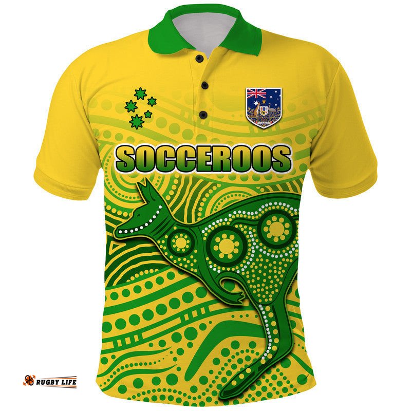 Australia Aboriginal Soccer Polo Shirt Kangaroo Socceroos Art Style Amazing Aussie