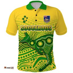 Australia Aboriginal Soccer Polo Shirt Kangaroo Socceroos Art Style Amazing Aussie