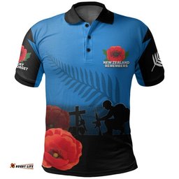 Custom Personalised Anzac Day- New Zealand Remembers Polo Shirt Amazing Aussie