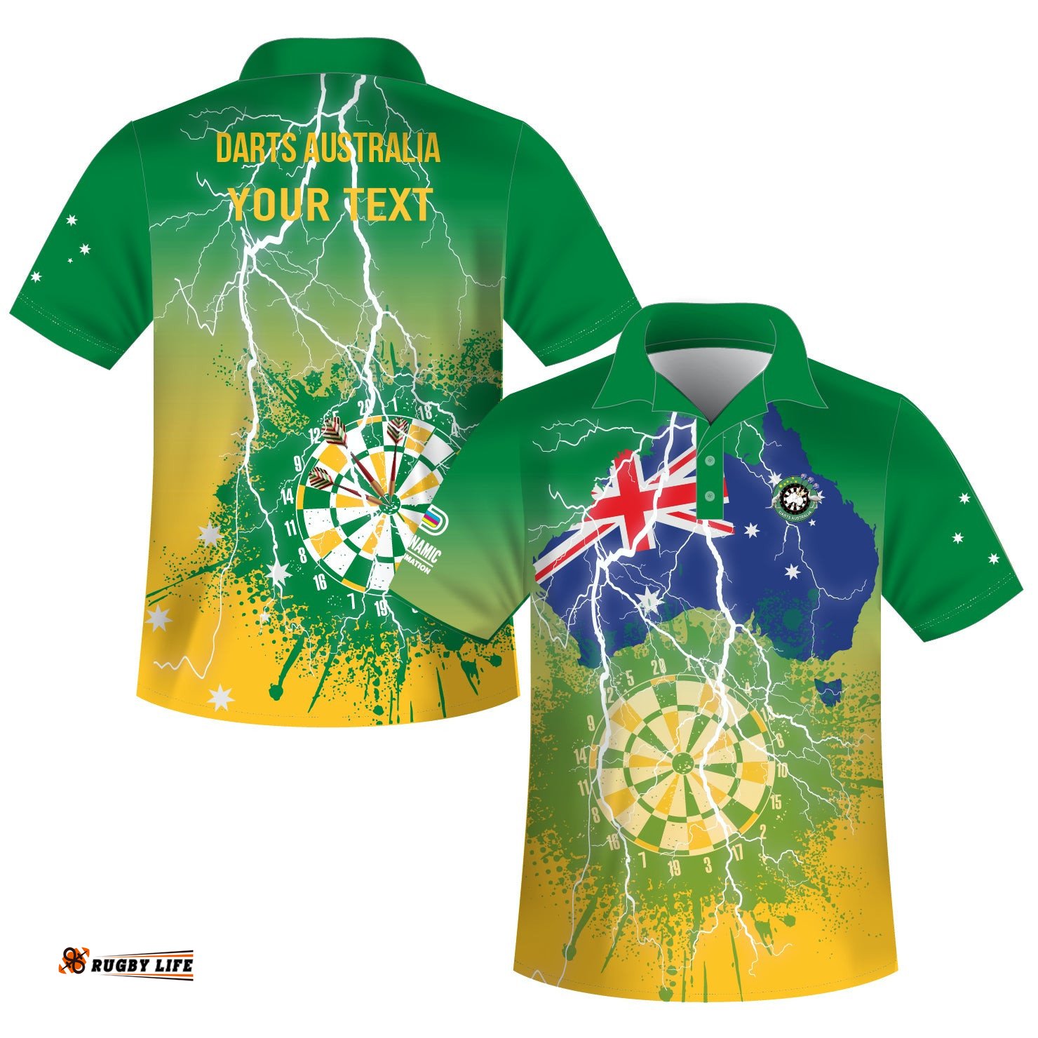 Custom Personalised Darts Australia Polo Shirt Map Flag Amazing Aussie