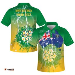 Custom Personalised Darts Australia Polo Shirt Map Flag Amazing Aussie