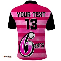 Custom Text and Number Sydney Sixers Cricket Polo Shirt Galaxy Star Simple Ver.02 Amazing Aussie