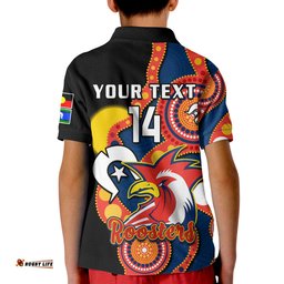 Custom Text And Number Roosters Rugby NAIDOC 2023 Polo Shirt Tricolours For Our Elders Indigenous Art Amazing Aussie