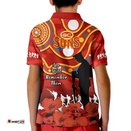 Gold Coast Football ANZAC 2023 Polo Shirt Suns Aboriginal Mix Poppy Camouflage Amazing Aussie