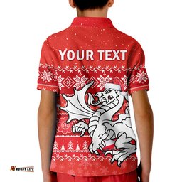 Custom Personalised Dragons Rugby Polo Shirt Indigenous St George Illawarra Merry Christmas Amazing Aussie