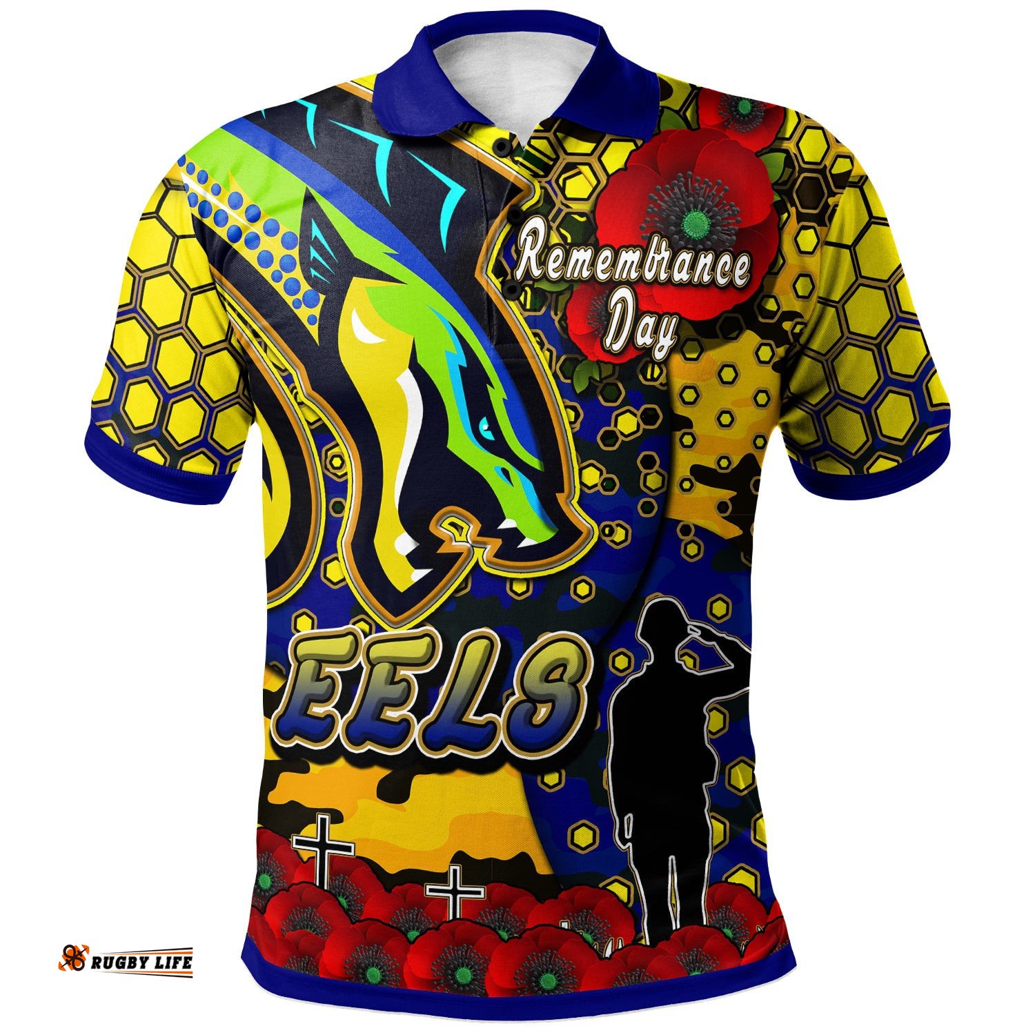 Eels Rugby Polo Shirt - Custom Eels Remembrance Day And Poppies Polo Shirt Amazing Aussie