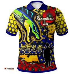 Eels Rugby Polo Shirt - Custom Eels Remembrance Day And Poppies Polo Shirt Amazing Aussie