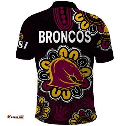 NRL Brisbane Broncos Rugby 1987 Aboriginal Polo Shirt Amazing Aussie