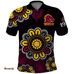 NRL Brisbane Broncos Rugby 1987 Aboriginal Polo Shirt Amazing Aussie