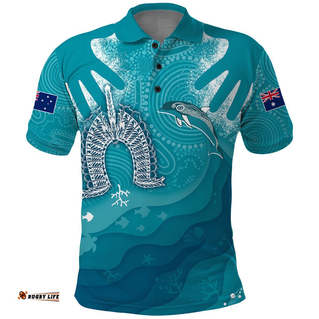 NAIDOC Week 2023 Polo Shirt For Our Elders Torres Strait Dolphin Aboriginal Dot Arts