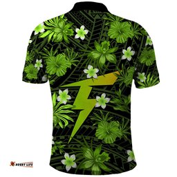 Australian Thunder Cricket Polo Shirt Baeuty Pacific Hibiscus and Polynesian Pattern