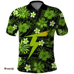 Australian Thunder Cricket Polo Shirt Baeuty Pacific Hibiscus and Polynesian Pattern