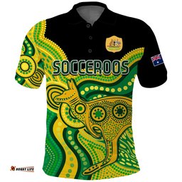 Custom Text and Number Australia Soccer Polo Shirt World Cup Football 2022 Socceroos We Are Champions Amazing Aussie